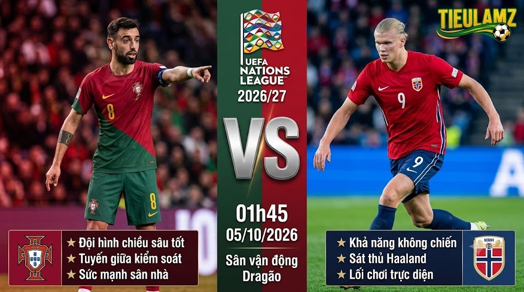 Nhận định bóng đá Bồ Đào Nha vs Na Uy lúc 01h45 ngày 05/10 giải UEFA Nations League 2026/27 - TieuLamTV.