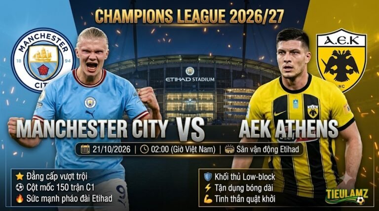 Ảnh bìa nhận định trận đấu Manchester City vs AEK Athens lúc 02h00 ngày 21/10 tại cúp C1 - TieuLamTV