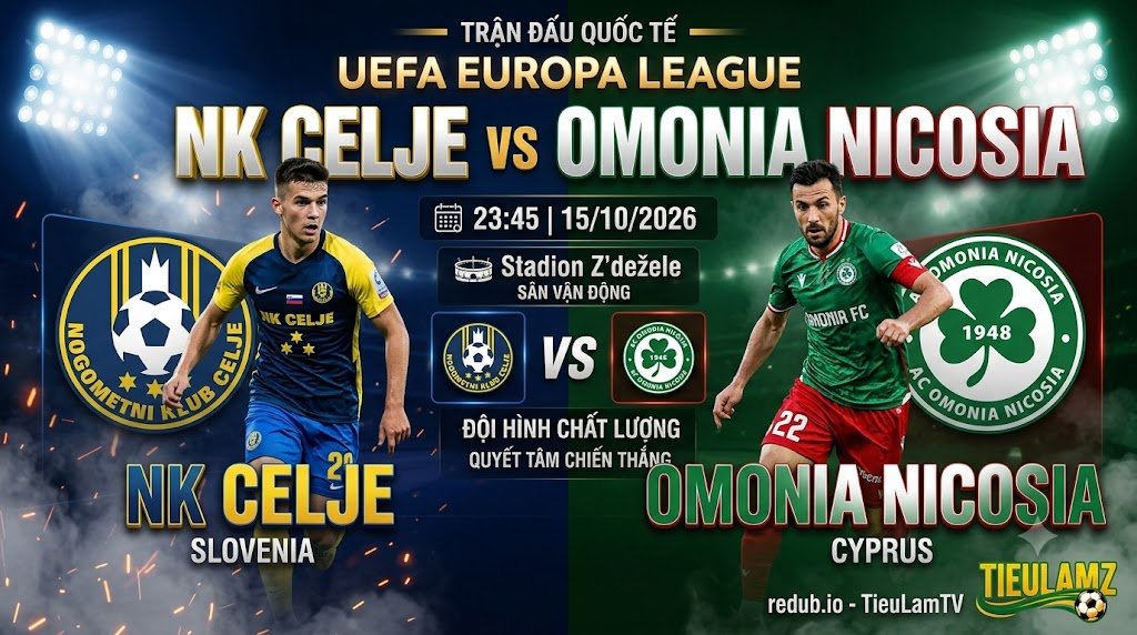 Nhận định NK Celje vs Omonia Nicosia 23h45 ngày 15/10/2026 vòng bảng Europa League trực tiếp trên TieuLamTV