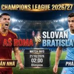 Ảnh bìa nhận định trận đấu AS Roma vs Slovan Bratislava lúc 02h00 ngày 21/10 tại vòng bảng Cúp C1 - TieuLamTV