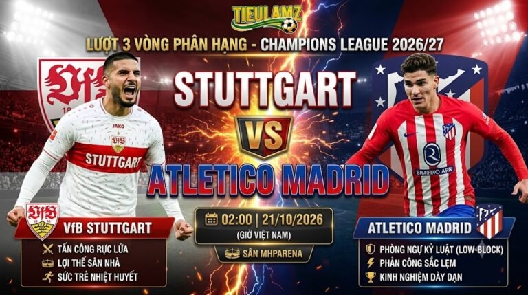 Nhận định bóng đá Stuttgart vs Atletico Madrid 02h00 ngày 21/10 vòng phân hạng Champions League 2026/27 tại TieuLamTV.
